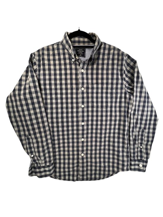 Abercrombie & Fitch Other - Abercrombie & Fitch Blue White Gingham Shirt Check Button Up Stretch M Mens